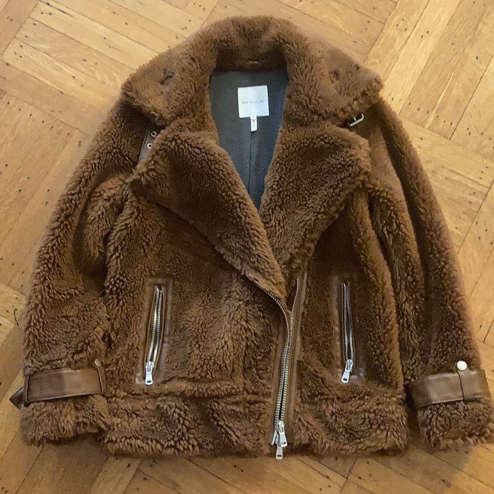 Avec Les filles Oversized Teddy Faux Fur Biker